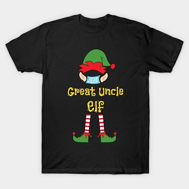 2020 Masked Christmas Elf Family Group Matching Shirts -  Great Uncle T-Shirt by Funkrafstik